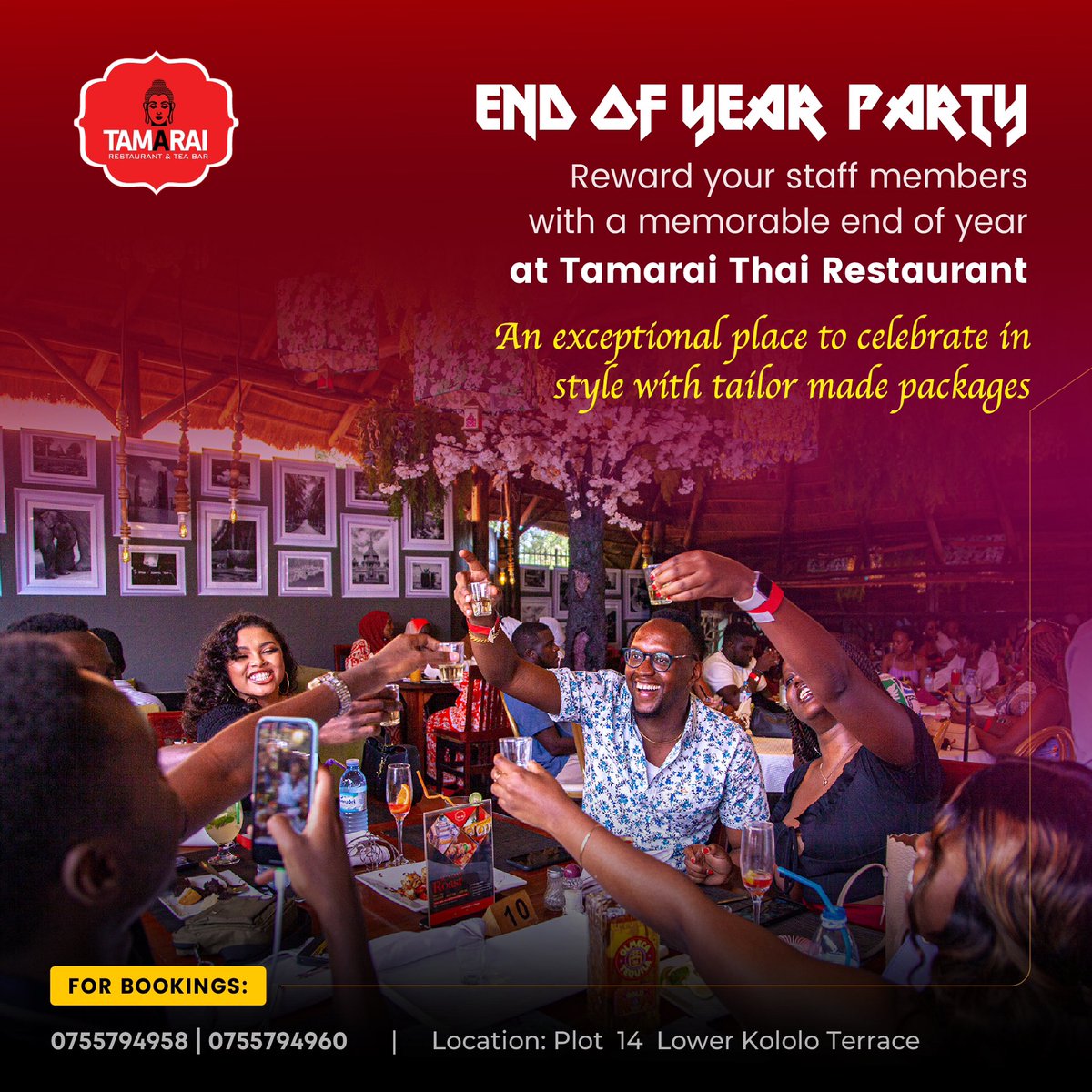 tamaraithaiug's tweet photo. You can tailor make your end of year party right here at Tamarai Thai.
Send us your details and we craft you a menu of exquisite taste.

Inquiries; ☎️0755 794 960 

 #EndOfYearBash #endofyearparty #tamaraithai #cooperateparties #employeeawards #christmasparty #christmasbreakoff https://t.co/7wwbxhlbXG