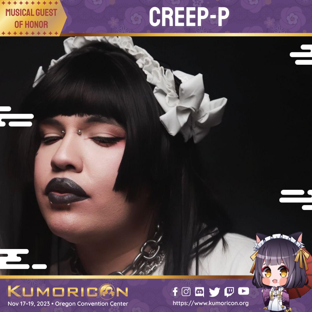 kumoricon's tweet photo. We're pleased to announce that Creep-P will be performing at the Late Night Dance Party on Saturday of Kumoricon! ⁠
⁠
Check them out in Main Events on Saturday night and get ready to party the night away! https://t.co/GbB2xtUYCI