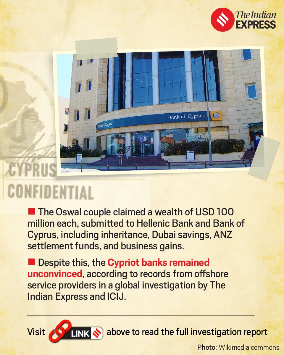 #ExpressInvestigation | #CyprusConfidential: The talk of town recently for moving into one of the 10 most expensive houses in Switzerland, India-born Cypriot business couple Radhika and Pankaj Oswal failed to open a bank account to operationalise a company set up in 2017 for