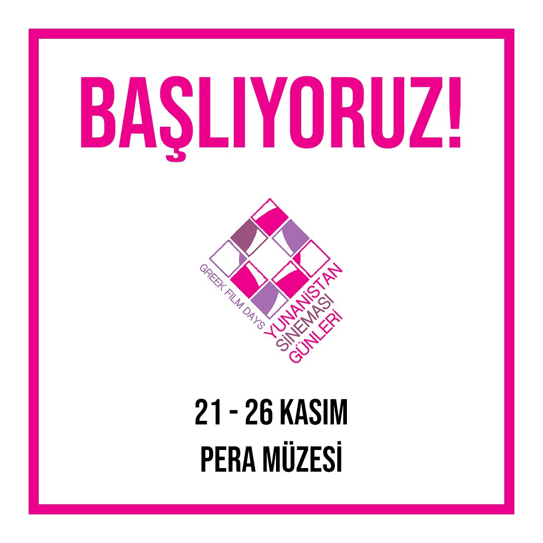 GreekFilmDays's tweet photo. Biz Başlıyoruz.🥳
Yunanistan Sineması Günleri 2. kez İstanbul’da. Bu yıl 24 filmi göstereceğimiz programımızla 21-26 Kasım’da @PeraMuzesi’ndeyiz. 📽️
#YunanistanSineması #PeraMüzesi #Sinema #FilmGünleri https://t.co/RhlZ3iZJgQ