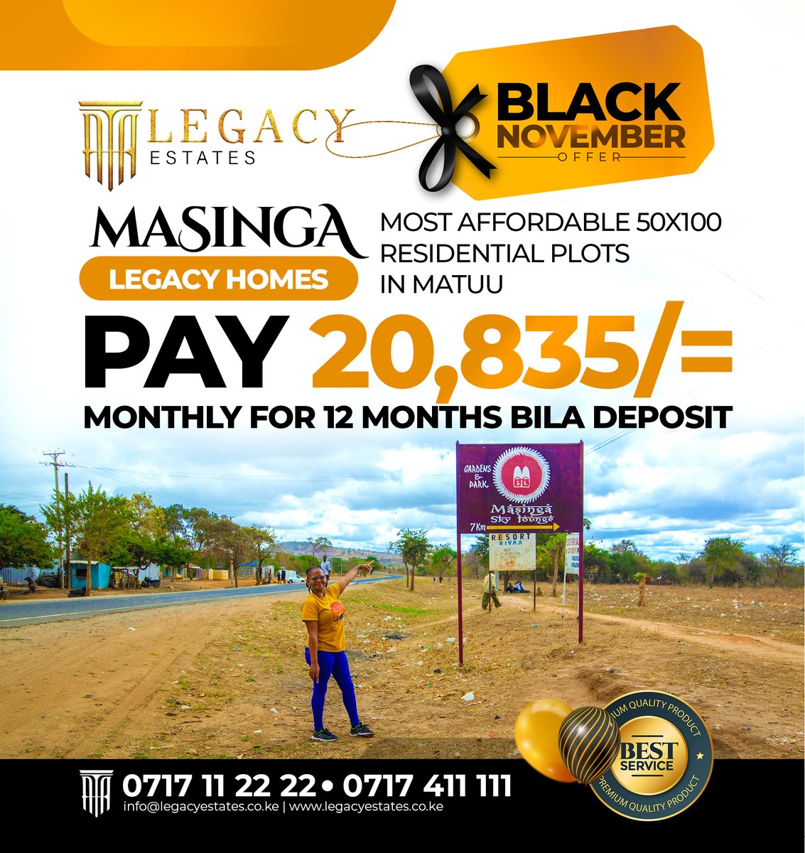 future_fortun's tweet photo. Black November offer! 

Pay just Ksh 20,835 for 12 months  with no deposit required for Matuu Plots.

Don't miss out, Call us on 0717 112222 or visit https://t.co/xRq9GzP0vc to book for site visit tommorow.

#BlackNovemberOffer #MatuuPlots #RealEstateDeals #LegacyEstates https://t.co/oaAL8qrW6r
