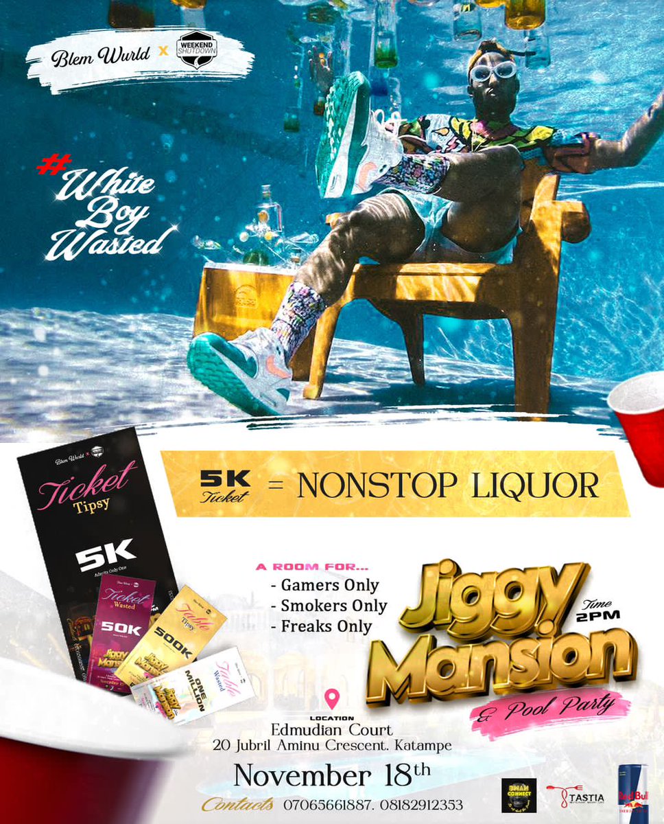 LennyCliff01's tweet photo. It's going down this weekend!!!😁

Come with your geng &amp; catch cruise at the biggest Abuja party #jiggymansion on Saturday. 🕺 💃 

No one leaves until #whiteboywasted 😜

Tickets: https://t.co/yKvUK3oXYa https://t.co/fb6NGDRGTk