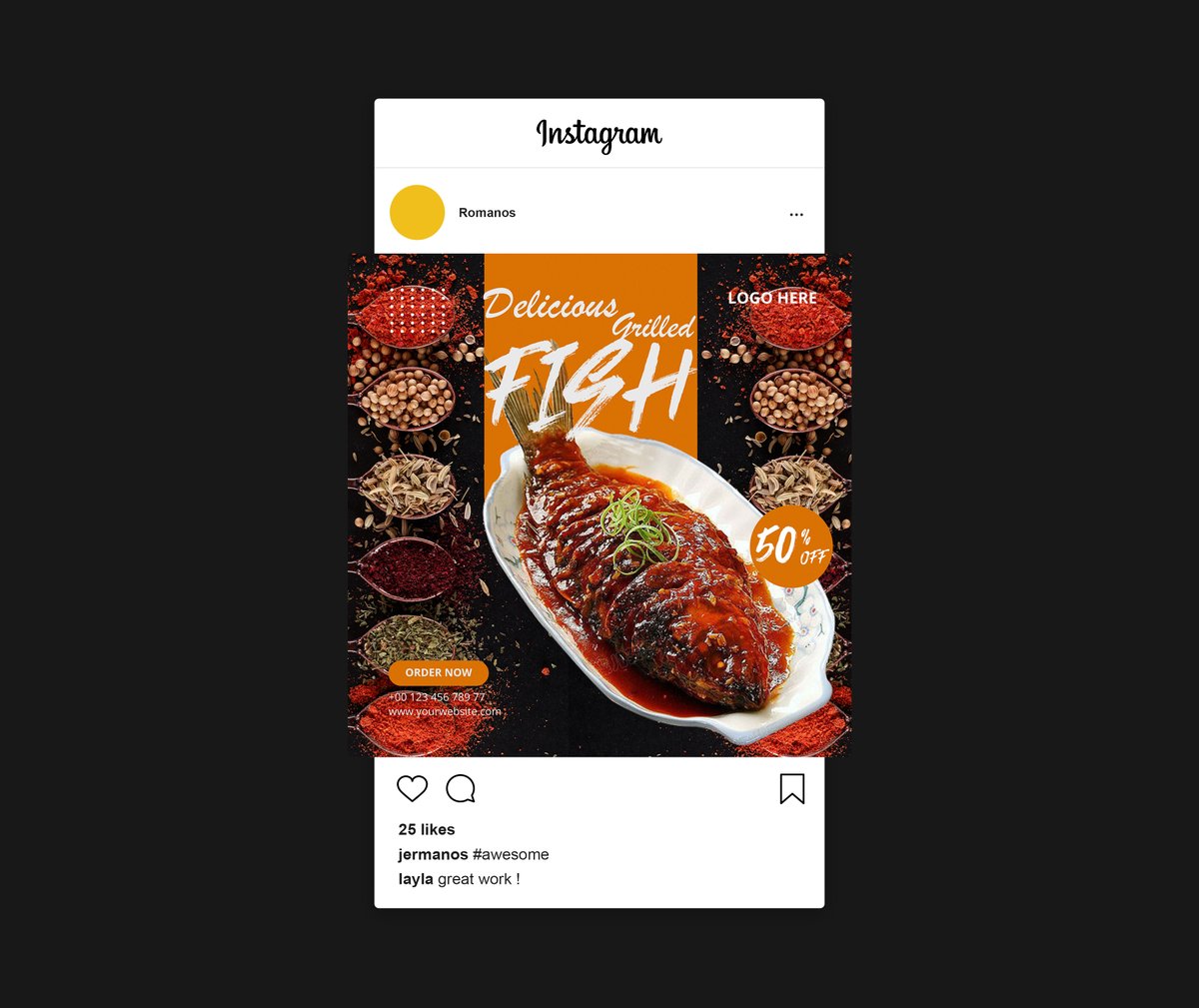 CreationMaryam's tweet photo. This Seafood Restaurant social media post design suitable for any seafood restaurant,or Fish market.
#advertising #cafe #grillfish #food #foodflyer #foodmenu #instagram  #menudesign #MenuFlyer #template #modern #printdesign #template  #restaurants #socialmediapost #Twitter https://t.co/YM9no2dffi