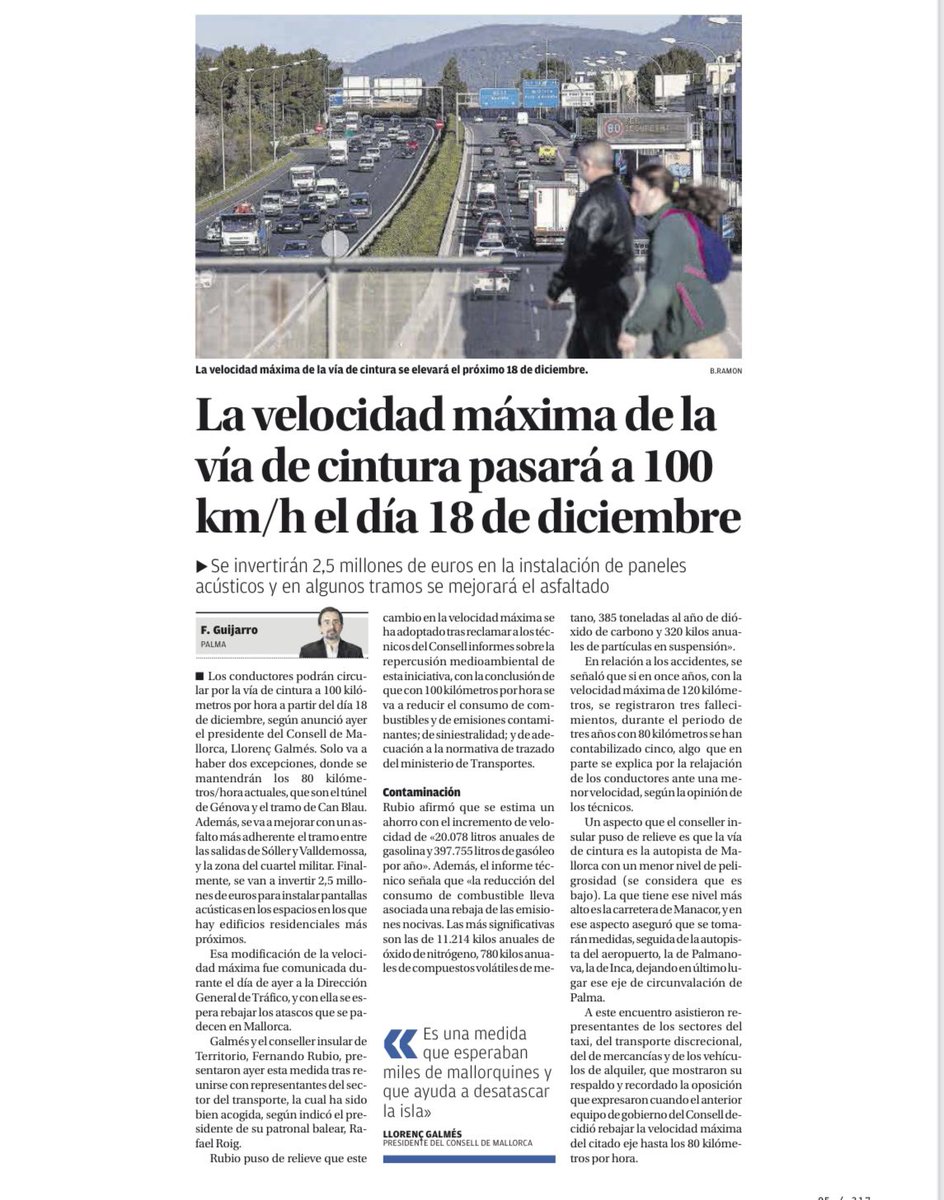 PPdeMallorca's tweet photo. Bon dia! ☀️
#MallorcaRecuperaElRitme
🛣️ La velocitat màxima a la via de Cintura serà de 100 km/h a partir del 18 de desembre
👉🏻El @ConselldeMca també millorarà l’asfalt i instal•larà pantalles acústiques https://t.co/nUTFce3I4e