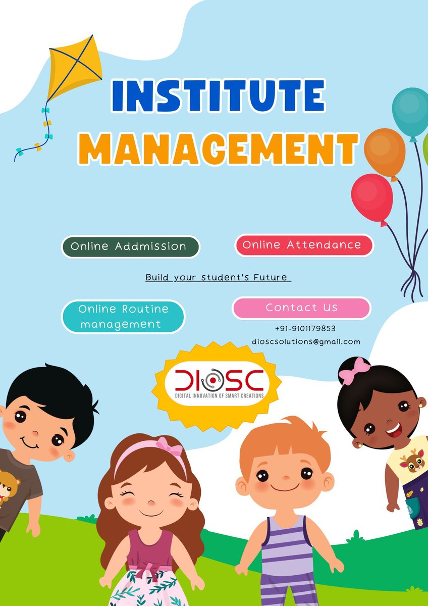 Dioscsolutions's tweet image. In our Institution Management system we provide various services through our App and smart gadgets. Do join with us. #DMS #DioscSolutions
#InstitutionManagement