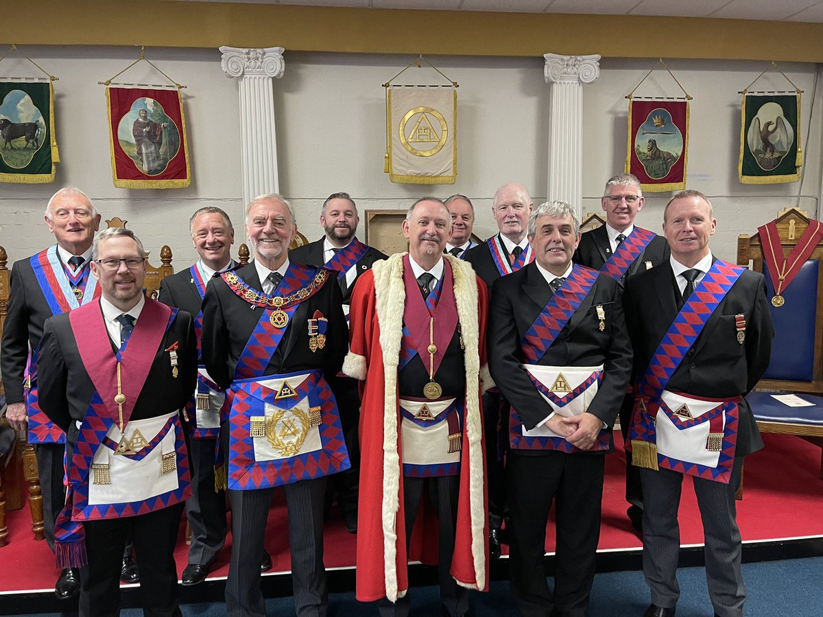 Congratulations to our master Colin who last night became a Royal Arch Companion when he was exalted into Eyton Chapter of St. John, No. 601. He was well supported by members of our lodge who are already RA masons #Freemasons #Freemasonry