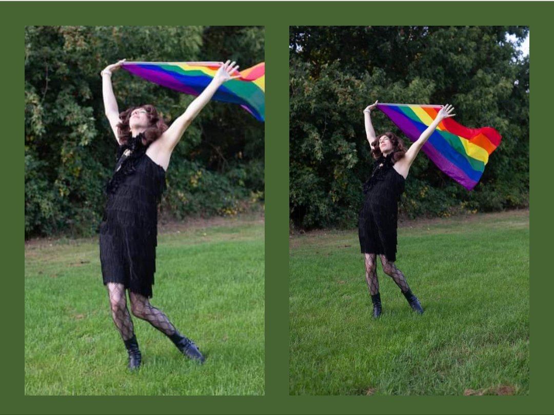QueerNerdCole's tweet photo. It's #TransAwarenessWeek, which means it's time to throw as much #transgender euphoria & #nonbinaryfinery into the faces of terfs & allies alike, as I possibly can!
Feeling fabulous in this look designed by @PageStageSandra 🏳️⚧️🏳️🌈 https://t.co/QNUcjxVdT6