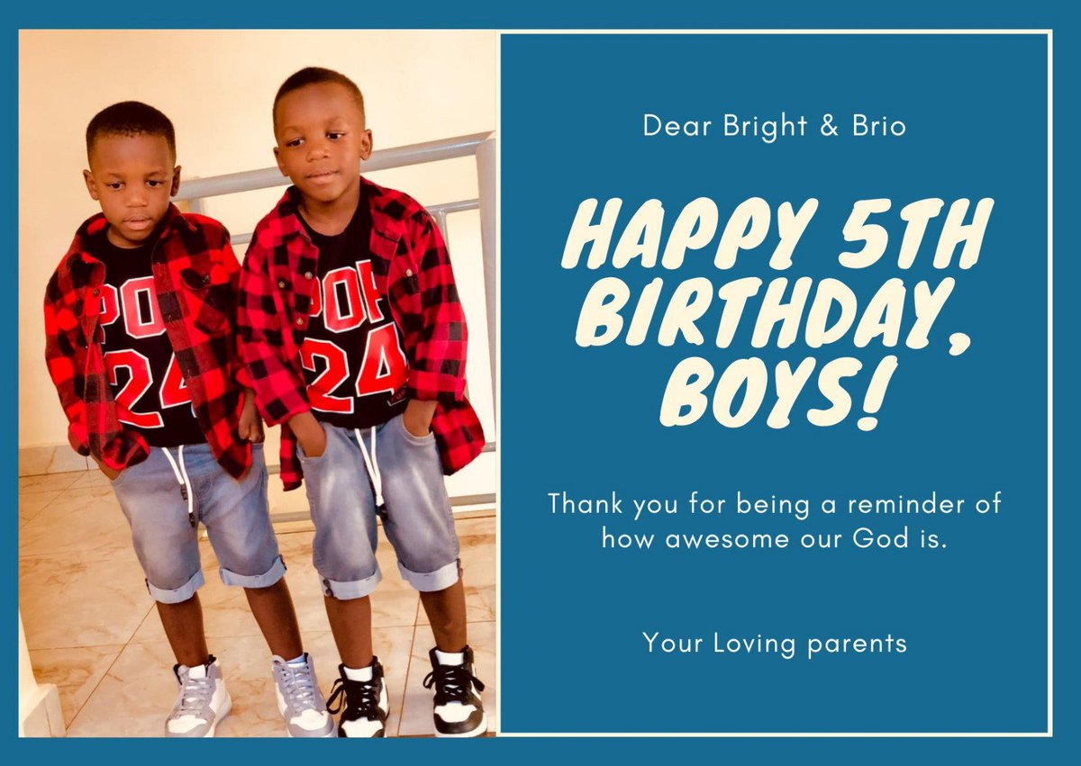 kayumbatheogene's tweet photo. 🎉Double the joy, Happy 5th Birthday to the dynamic duo, Bright and Brio!👬 You brought so much laughter and love into our lives. May your day be filled with sweet treats adventures your little hearts desire! 🎁Wishing you a year ahead that's as incredible as the bond you share. https://t.co/V4oqnZ5zDD