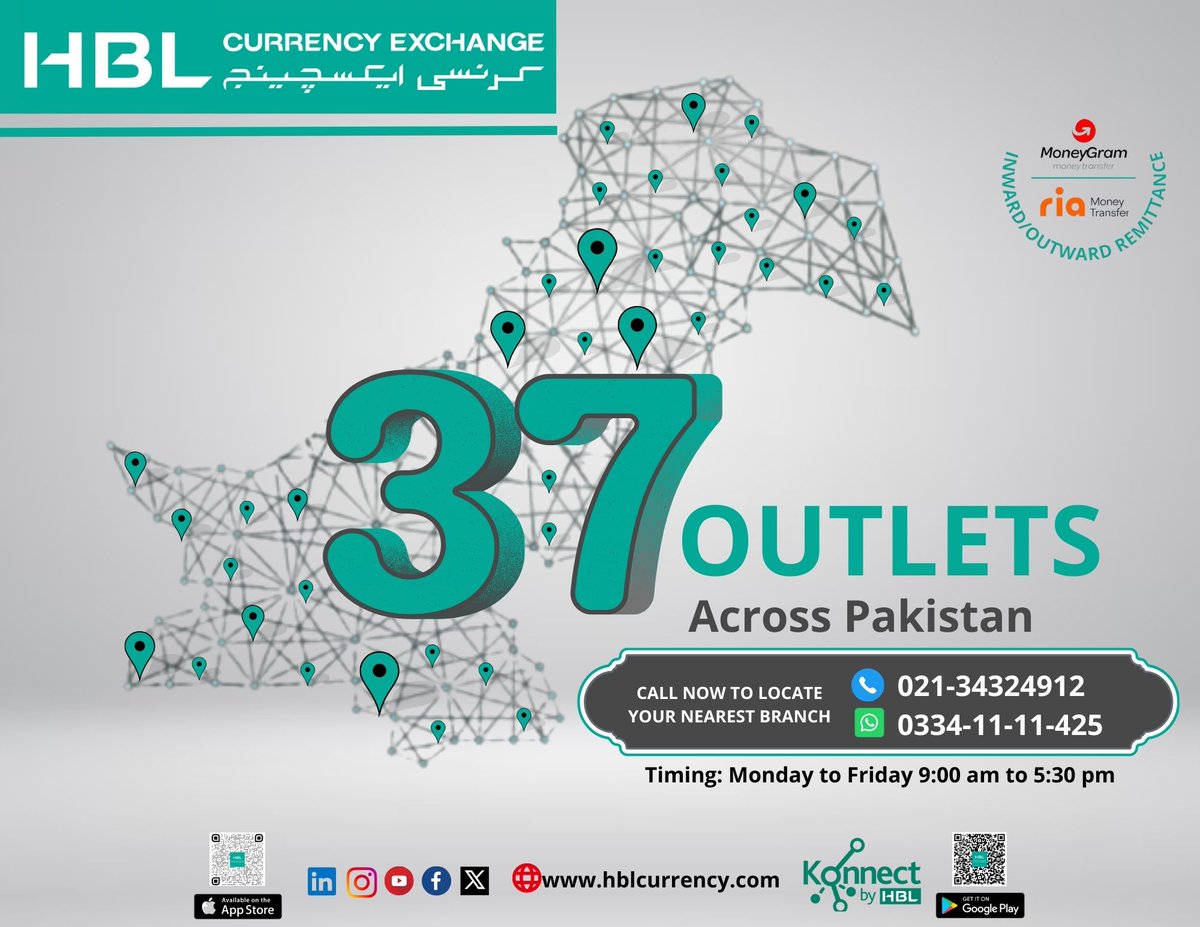 CurrencyHbl's tweet photo. HBL Currency Exchange | 37 Outlets Across Pakistan . Call Now to Locate Branch Near You (021) 34324912
.
#hblcurrencyexchange #hbl #branchnetwork #karachi #lahore #islamabad #pakistan #dollarrateinpakistan #dollarratetoday #currencyexchangepakistan #forexrates #moneychanger https://t.co/NDDSGv4SxT