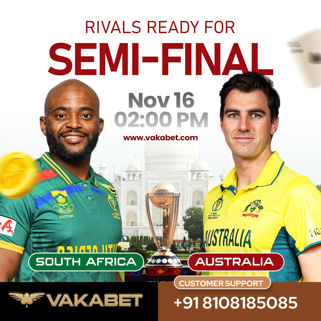 vakabet's tweet photo. Semi-Final Battle Unfolds! 🏏🔥
Today at 2 PM, it's the ICC Cricket World Cup Semi-Final: South Africa vs Australia.
The tension is sky-high as both teams vie for a coveted spot in the final.

WhatsApp to get ID : +91 8108185085
Welcome Bonus and Refill Bonus Available

#vakabet https://t.co/AvCEYeVXfC