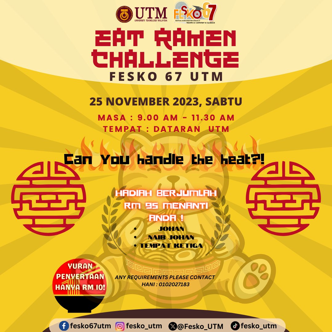 visitjohor_'s tweet photo. 🗓 18 November - 27 November 2023
📍 Dataran Universiti Teknologi Malaysia (UTM) Skudai
⏰ 9:00 Malam - 12:00 Malam
#FestivalKonvokesyenUTM67 #FESKO67 #fFESKOUTM #FESKO https://t.co/MfNjlVT6Tn