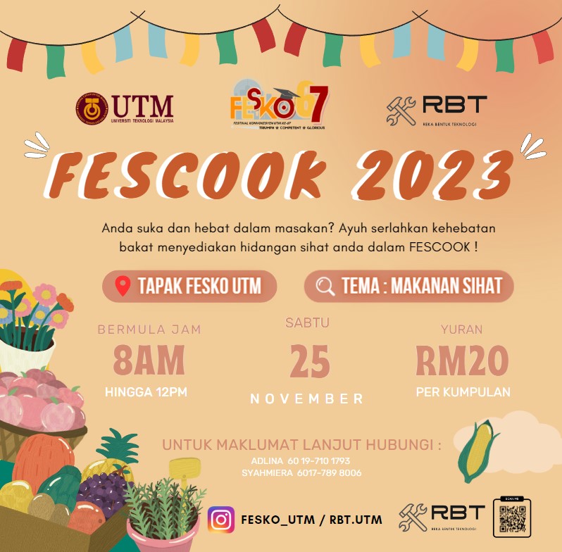 visitjohor_'s tweet photo. 🗓 18 November - 27 November 2023
📍 Dataran Universiti Teknologi Malaysia (UTM) Skudai
⏰ 9:00 Malam - 12:00 Malam
#FestivalKonvokesyenUTM67 #FESKO67 #fFESKOUTM #FESKO https://t.co/MfNjlVT6Tn