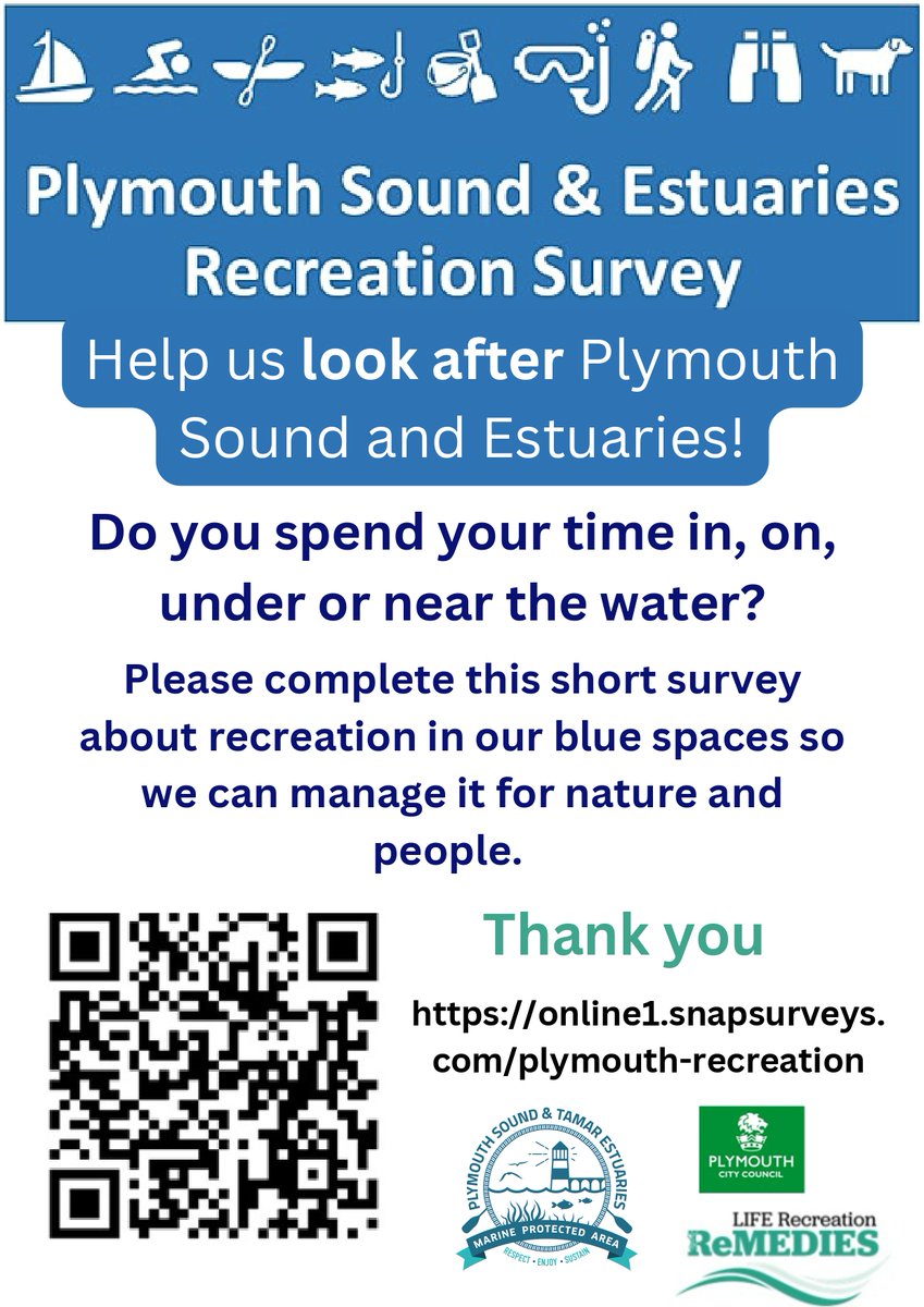 Devon Local Nature Partnership (@devonlnp) on Twitter photo Please complete this survey
Do you use the Plymouth Sound & Estuaries for outdoor recreation? Well <a href="/plymouthcc/">Plymouth City Council</a> want to know how! The results will be used to help protect the Marine Protected Area. Deadline= 31st December
soc.devon.cc/9flSI
<a href="/TamarEstuaries/">Tamar Estuaries</a> <a href="/EULIFERemedies/">LIFE Recreation ReMEDIES</a> Please complete this survey
Do you use the Plymouth Sound & Estuaries for outdoor recreation? Well <a href="/plymouthcc/">Plymouth City Council</a> want to know how! The results will be used to help protect the Marine Protected Area. Deadline= 31st December
soc.devon.cc/9flSI
<a href="/TamarEstuaries/">Tamar Estuaries</a> <a href="/EULIFERemedies/">LIFE Recreation ReMEDIES</a>