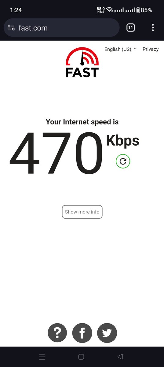 30mbps plan and this is the speed I am getting. Min promised is 2mbps. Raised multiple complaints time to time, all closed without resolution. Still getting pathetic Internet speed. <a href="/BSNLCorporate/">BSNL India</a> <a href="/bsnl_care/">BSNLCare</a> <a href="/BSNL_RJ/">BSNL_RAJASTHAN</a>