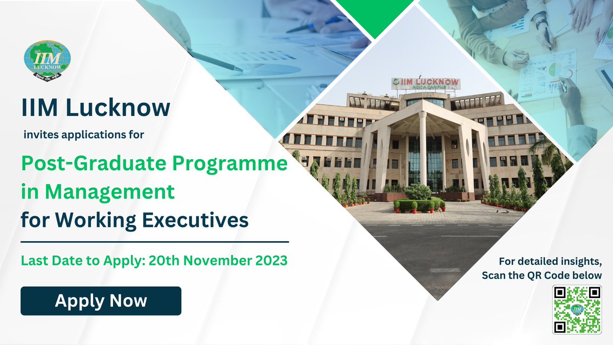 IIML's tweet photo. Upskill yourself without leaving your job with an MBA for Working Executives (PGPWE) by IIM Lucknow.
The last date to apply is November 20, 2023.
#PGPWE #IIMLucknowAdmission #PGPWEAdmission #AdmissionOpen #WeekendMBA #WorkingExecutives #IIML #ExecutiveMBA #IIMLucknow https://t.co/A06Qy9vA8W