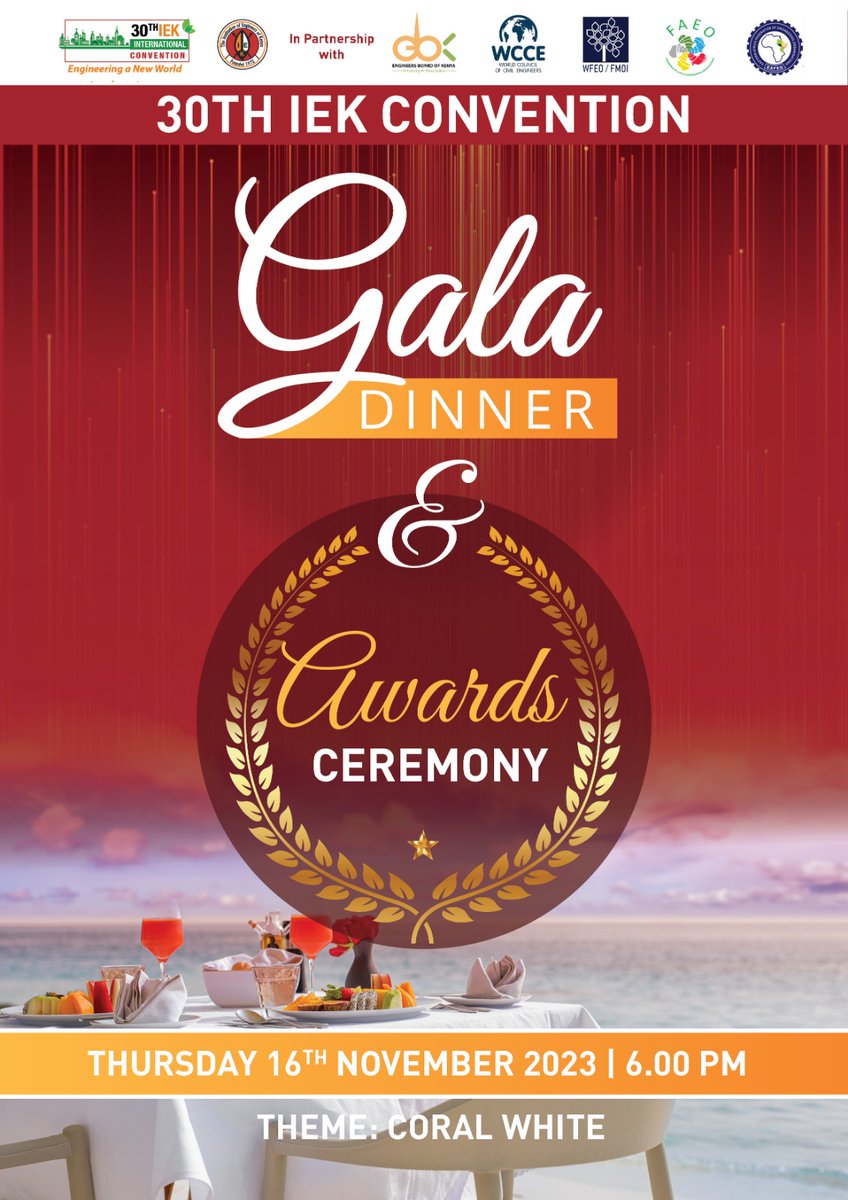 TheIEK's tweet photo. Join us tonight from 6:00 PM at the #30thIEKConvention for dinner and the Excellence Awards celebrating outstanding achievements in the engineering community! 

Don’t miss this opportunity to network, learn, and celebrate! 🎉

Theme: Coral White 😊

#EngineeringANewWorld https://t.co/wDZwsRKA60