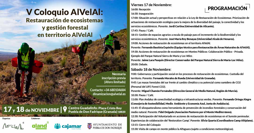 La Puebla de Don Fabrique acoge el V #Coloquio @AlVelAl_4R bajo el lema #Restauración de #ecosistemas y #gestión #forestal en el territorio

📅 Fecha: 17 y 18 de Noviembre

novapolis.es/la-puebla-de-d…