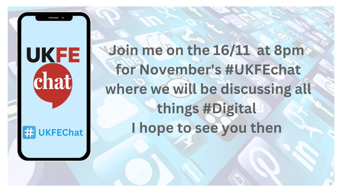 james_kieft's tweet image. Join me in hour at 8pm for November's #ukFEchat where we will be discussing all things #Digital I hope to see you then #learning #edtechAll #loveFE #AmplifyFE