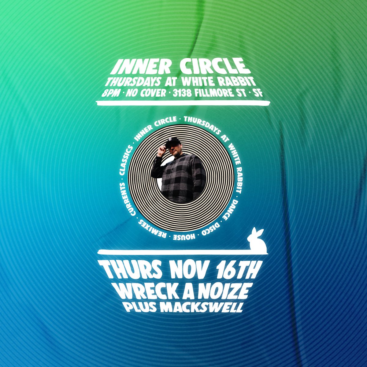 Inner Circle is back this Thursday with special guest <a href="/Wreck_A_Noize/">w</a> + support from myself. 9pm til late at White Rabbit. No cover!