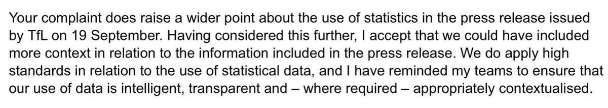 I complained to @TfL about @willnorman’s tweet that misrepresented the post-pandemic rise in cycling in Enfield as 37% based on only one month’s data, a very hot June. TfL blamed their own officers for lack of context! I have asked for a correction, but heard nothing back.