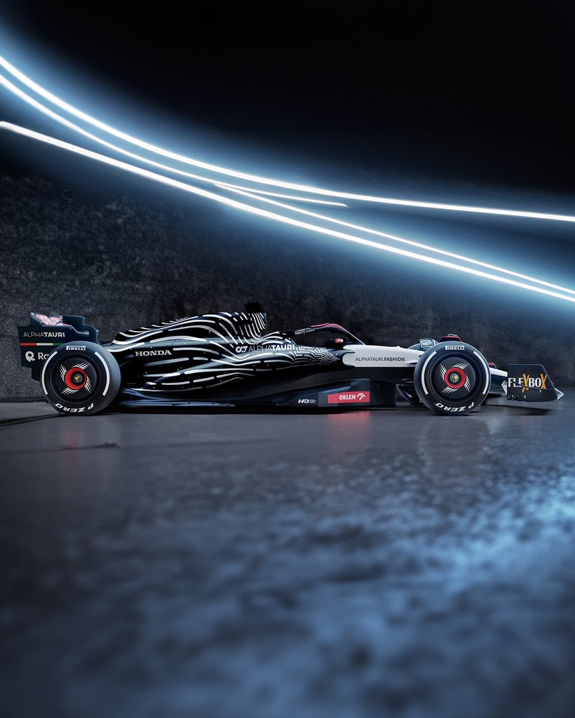 visacashapprb's tweet photo. bringing our speed streaks to the streets of Las Vegas 👊

introducing our new special livery for the final two races of the season, inspired by the latest AlphaTauri x Brendan Monroe Las Vegas Capsule Collection 🙌

#AlphaTauri #LasVegasGP https://t.co/ydi6LUHlE1