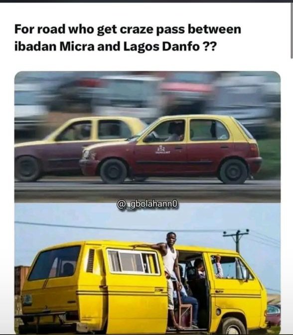 RealThimzy's tweet photo. Who craze pass for road among the two https://t.co/TfMYefAwcV