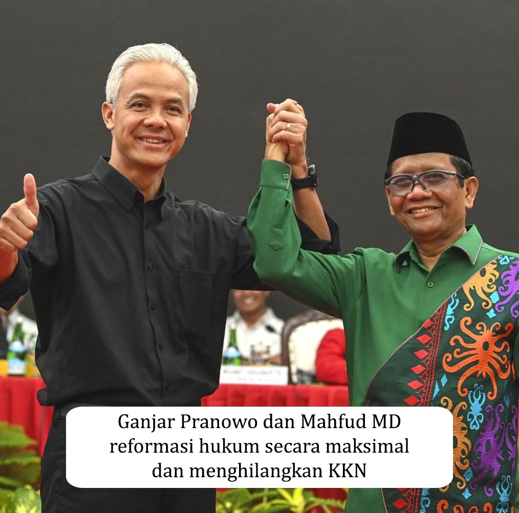 Sukses untuk Ganjar-Mahfud! Bersama rakyat, kita bangun Indonesia yang bebas dari KKN dan berkeadilan @Mico62645823 Ganjar Mahfud M3nang