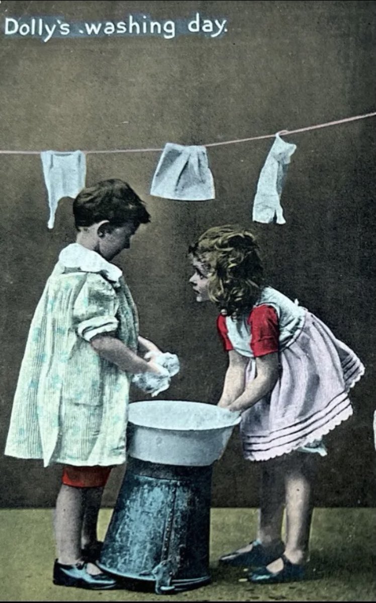 Dolly's Washing Day #VintagePostcard