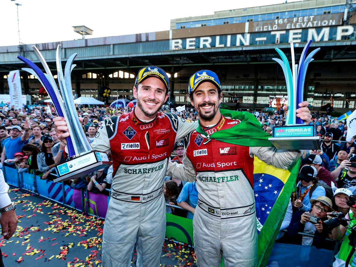 #RoadTo100EPrix: Race 42 ⚡ 📅 19 May 2018 📍​ Berlin, Germany ​🥇​ 1st @Daniel_Abt 🥈​ 2nd @LucasdiGrassi #ABTCUPRAFE #ABT #FormulaE