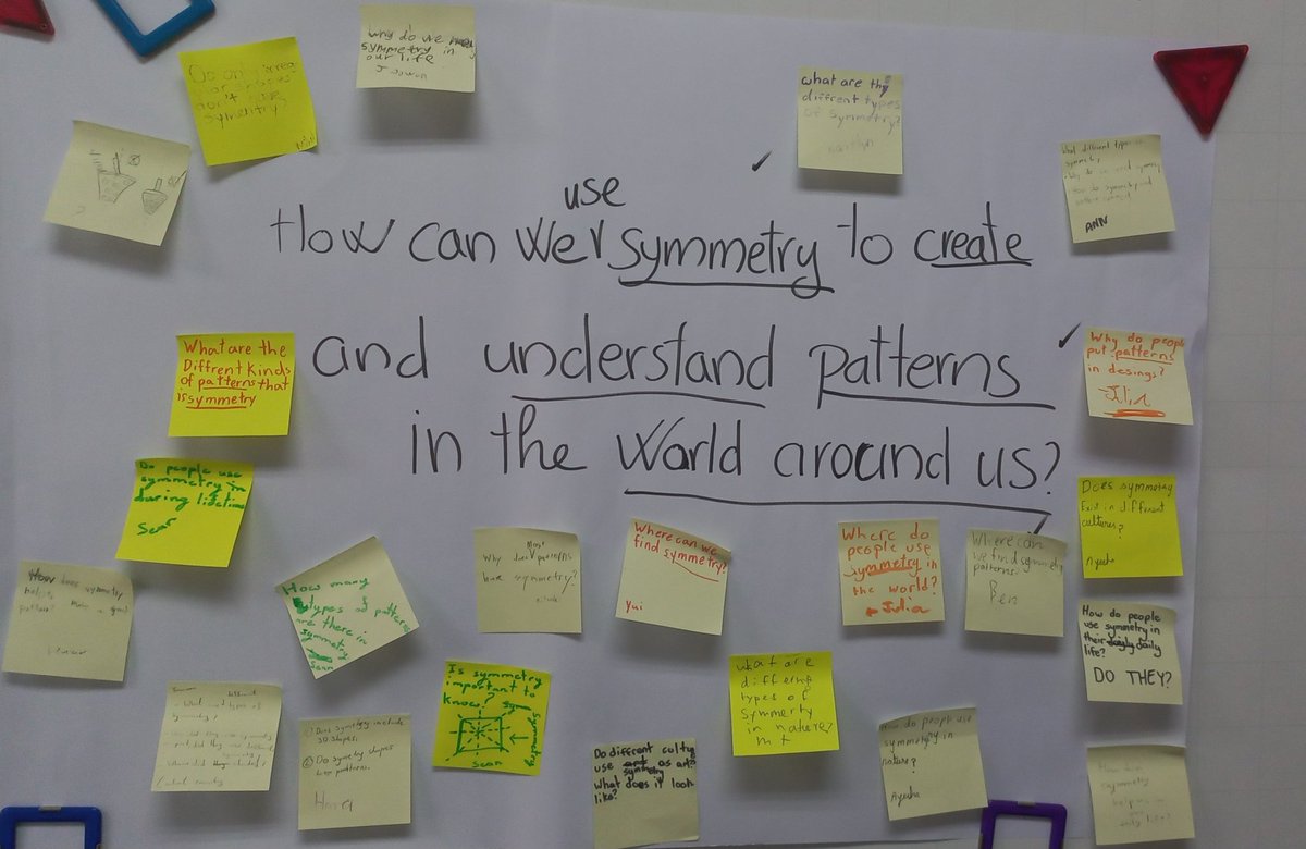teachlai's tweet photo. We're ready to dive into our #Mathsinquiry. An interesting question by a student, 'Why do we need to learn about symmetry?' #inquiry #Maths #hweo https://t.co/y4LDnRLObB