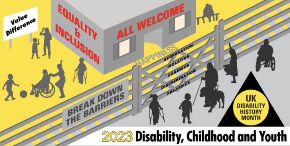 SchoolsOUTUK's tweet photo. UK Disability History Month (@UKDHM) starts today &amp; runs until 16th December 2023.

This year's theme is:
Disability, Children and Youth

it focuses on the Experience of Disablement amongst children and young people in the past, now and what is needed for the future. 

#UKDHM https://t.co/YJYitoTiTO