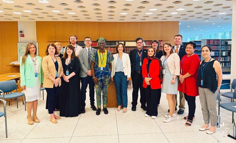 libraryaidafric's tweet photo. Throwback to the  Global library field at the @unitednations #HLPF2023 where our Co-Founder @damoyedele joined the @iflaglobal Delegation and other librarians to discuss how libraries are partners in development towards achieving the #SDGs.

#Lib4Dev #AccessToInformation https://t.co/QIpxWjqkJq