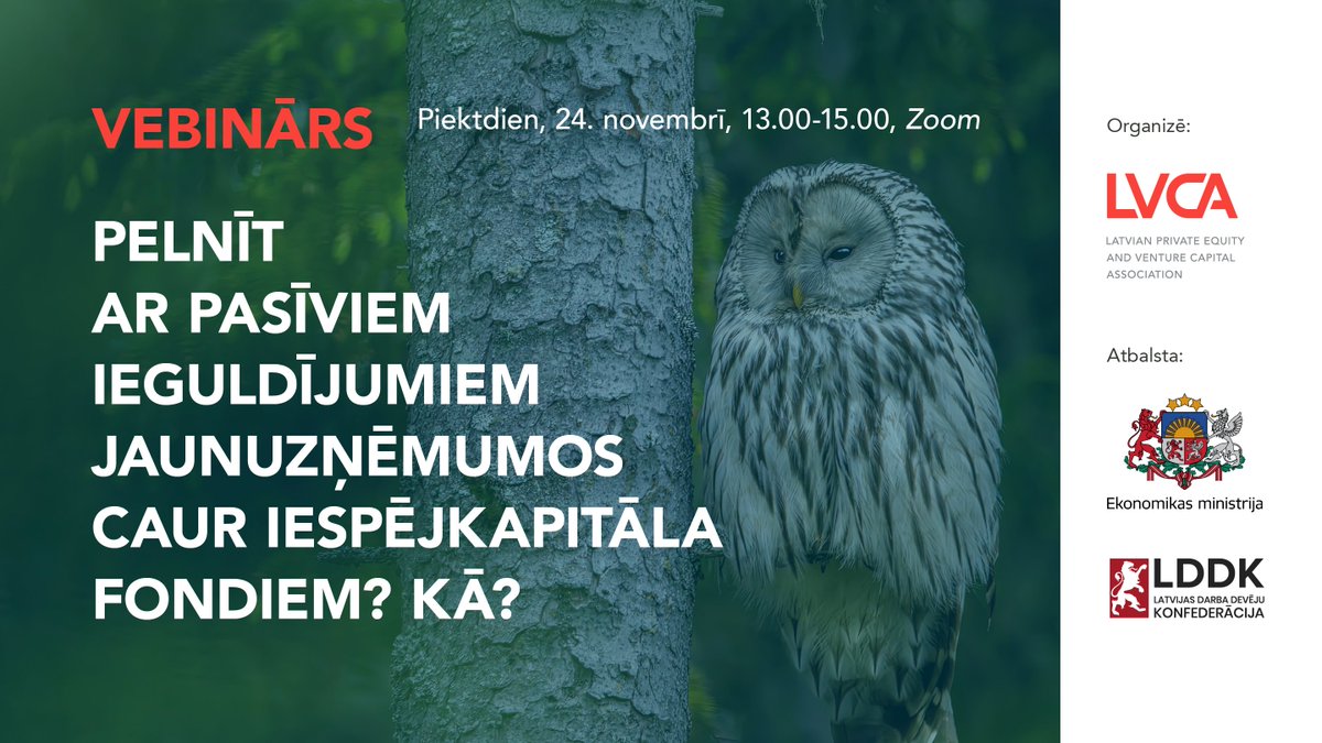 LVCA (@lvca_info) on Twitter photo 🤔 Kā diversificēt savus ieguldījumus ar ārpusbiržas investīcijām?
👨🎓 👩🎓 Uzzini par iespējām investēt Iespējkapitāla (Venture Capital) fondos jau nākampiektdien.
Vebinārs ir bezmaksas, bet nepieciešama reģistrēšanās - lnkd.in/d3BqiGys.
Paldies <a href="/EM_gov_lv/">EkonomikasMinistrija</a> un LDDK. 🤔 Kā diversificēt savus ieguldījumus ar ārpusbiržas investīcijām?
👨🎓 👩🎓 Uzzini par iespējām investēt Iespējkapitāla (Venture Capital) fondos jau nākampiektdien.
Vebinārs ir bezmaksas, bet nepieciešama reģistrēšanās - lnkd.in/d3BqiGys.
Paldies <a href="/EM_gov_lv/">EkonomikasMinistrija</a> un LDDK.