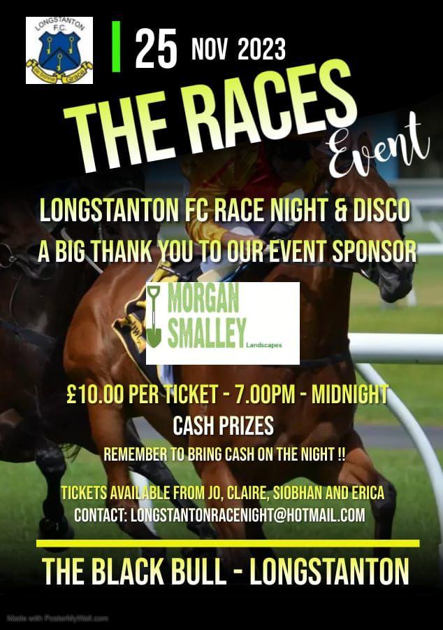 Longstanton_FC's tweet photo. Come along and join us for a fun packed night at the Races !! https://t.co/MGRNQzVcJF