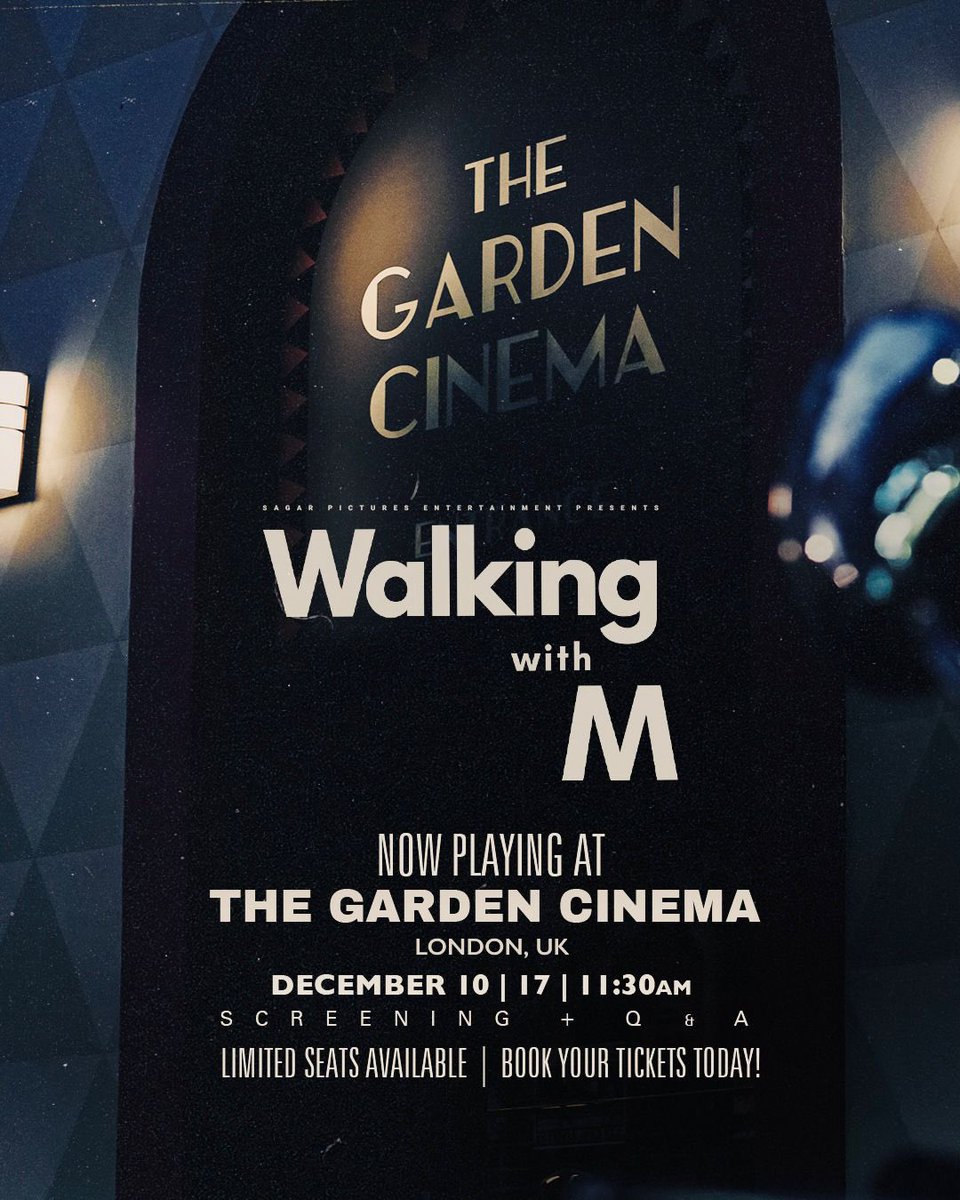 AmritSagar's tweet photo. Walking with M - Ticket Booking now OPEN*

Dear Friends,

We are delighted to inform you that *The Garden Cinema in London* will be showcasing the documentary Walking With M on December 10 (Sunday) and December 17 (Sunday).

You can secure your tickets by clicking on the following link:

https://t.co/y3ayEHbeEF

For those who may have missed today's booking window, we are pleased to announce that a limited number of additional seats will be released tomorrow. Please be sure to check The Garden Cinema's website again tomorrow.

In the event that all tickets are fully booked, we encourage you to express your interest by registering through the link below. We are actively collaborating with The Garden Cinema to arrange additional screenings.

*Registration of Interest:* https://t.co/J7fbxnlQw3

Thank you sincerely for your unwavering support.

Best Regards,
The Sacred Grove Foundation, UK