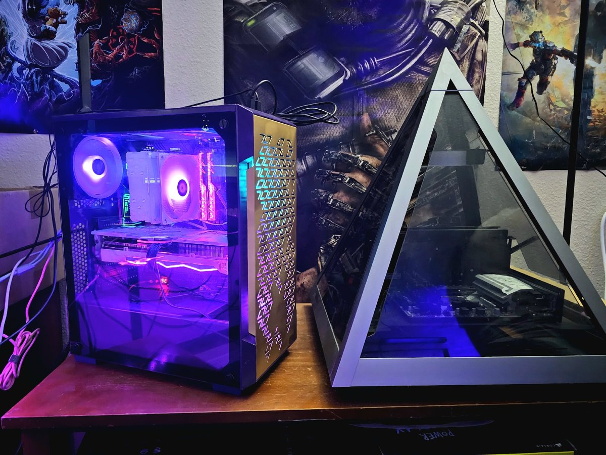 My wife's PC is bad ass 👀
I rly out did myself..
its bettr thn my Gundam PC bld bc her case w/ the purple &amp; gold metallic custom paint job I did on her case, that was originally just blk, turned out 🔥, but whn I get dun buildn my liquid loop n tht pyramid next to hers #GameOver