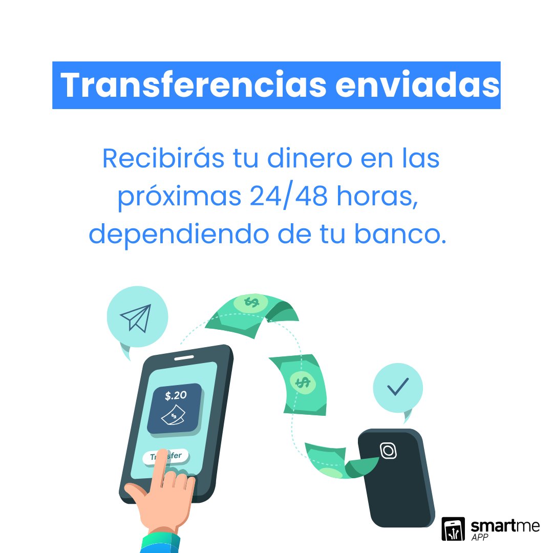 ¡Si has retirado tu saldo acumulado de tu cuenta vip, pronto recibirás la transferencia! 📲🤑

Recuerda que dependiendo de tu banco, las transferencias llegarán en 24 o 48 horas. 

#smartmeapp #transferencias #puntosacumulados #dineroextra