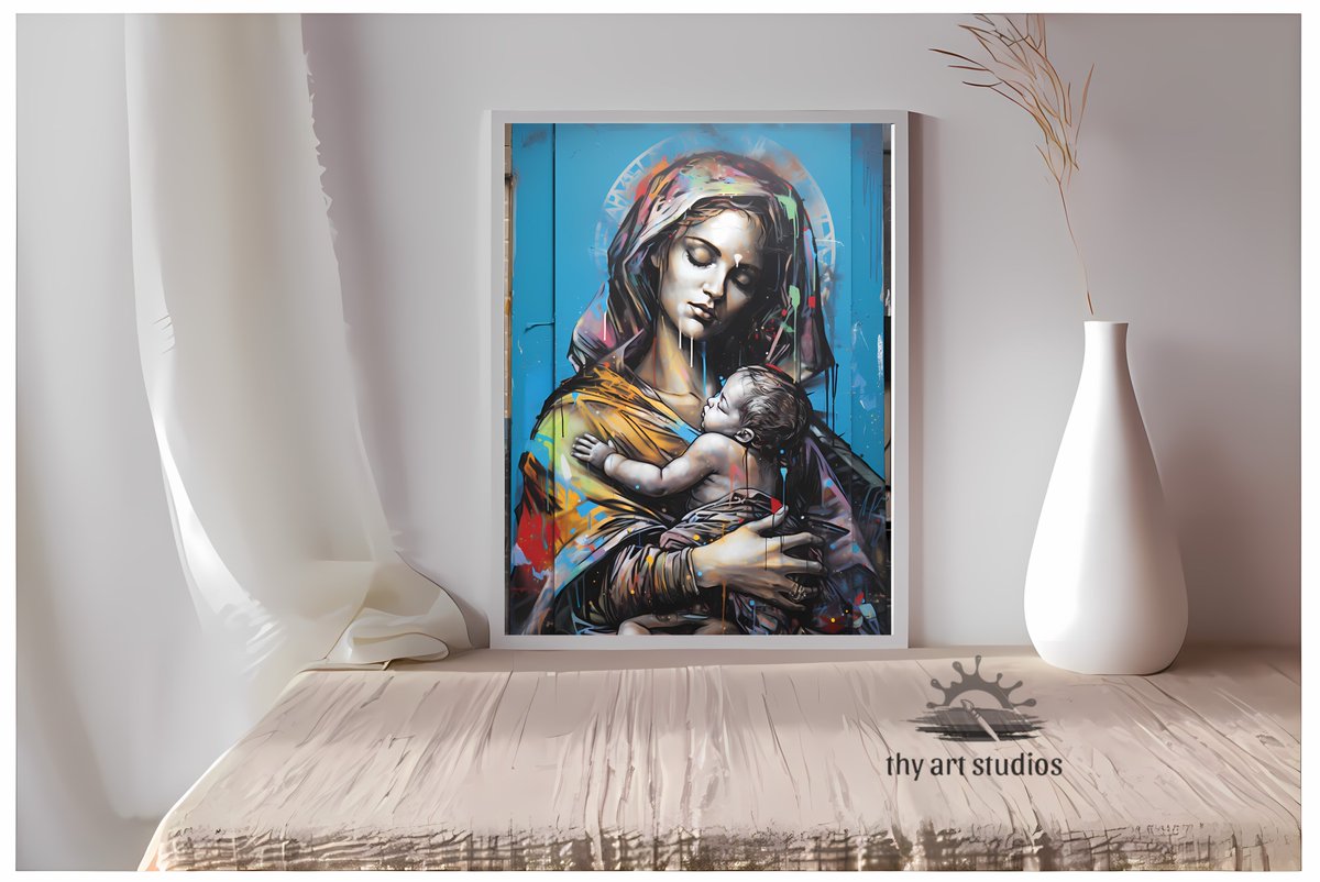 ThyArtStudio's tweet photo. 🌟 New in #etsy: "Mary Holding Christ" - a striking graffiti-style artwork capturing the Blessed Mother's grace. A contemporary take on Virgin Mary, perfect for modern decor. 

https://t.co/P4uWGy0D5u

#VirginMaryArt #HolyVirgin #Contemporary #ReligiousArt #jesus https://t.co/jy0PSgkvTA