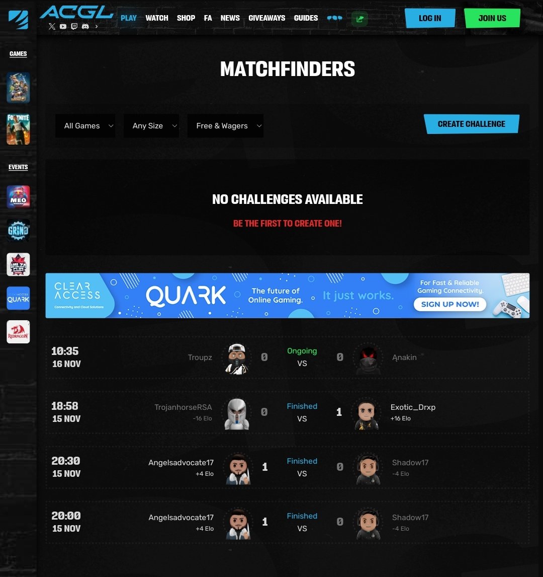 Introducing Pro 8s on <a href="/AfricanGaming/">ACGL</a>'s website 🤩

Here's how you can play while earning elo and embers 👇

Head over to the matchfinders page acgl.gg/matchfinders

• Hit create challenge.
• You set it for right now or a schedule time. 
• Fill in the settings.
• Change