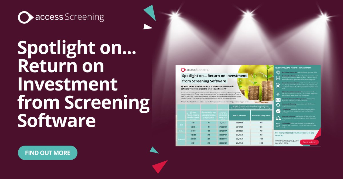 Let's talk ROI – the real game-changer 💼💰

Prove that your screening software isn't just an expense!

Grab our Spotlight on... Return on Investment from Screening Software now! 🚀📈

Tap the link to download! 👇

ow.ly/HEzP50Q7nj0

#BackgroundChecks #ScreeningSoftware