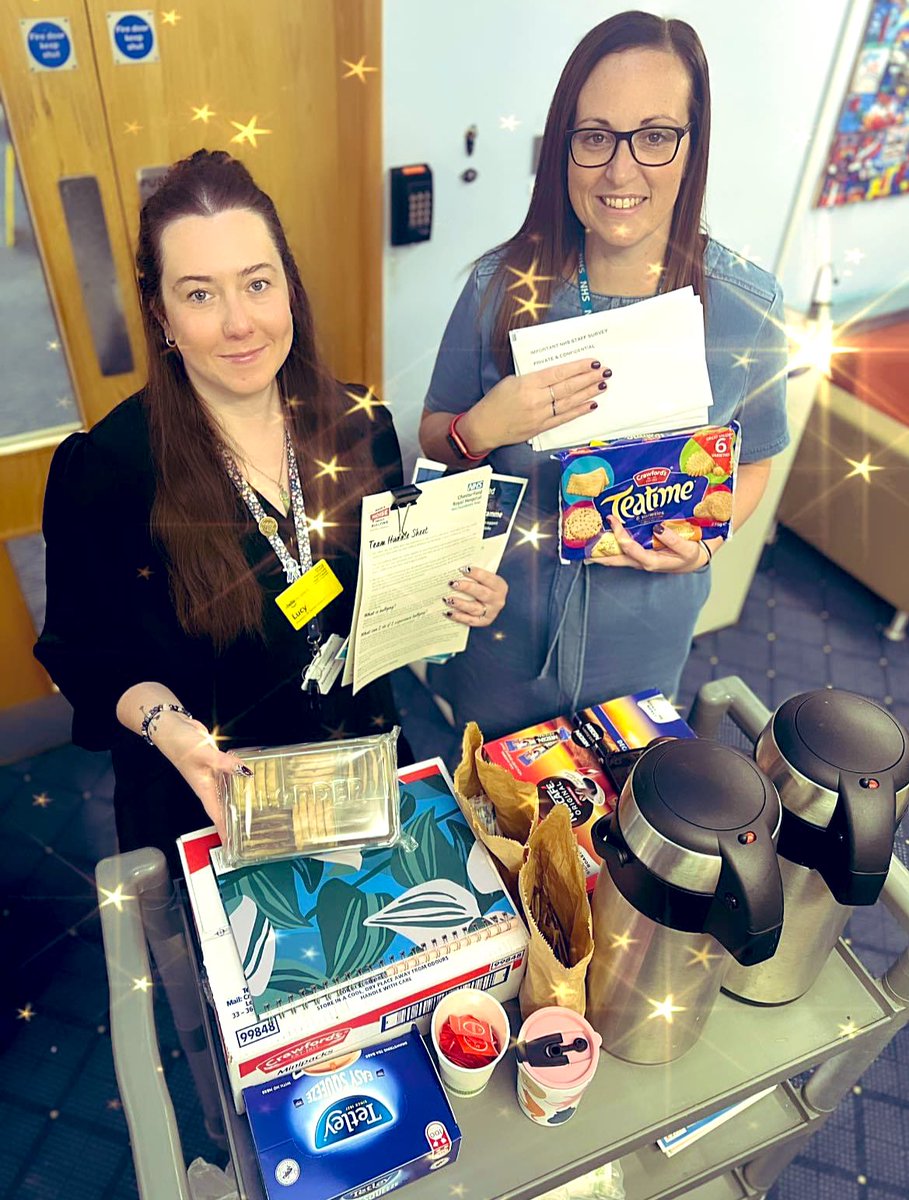 SPOTTED! Katie & Lucy on their way to ED this morning to support colleagues completing their STAFF SURVEY - with a little help from some posh biscuits, coffee & tea! 🍪 Not forgetting Anti-Bullying Week. #TeamCRH #AntiBullyingWeek2023 #NHSStaffSurvey