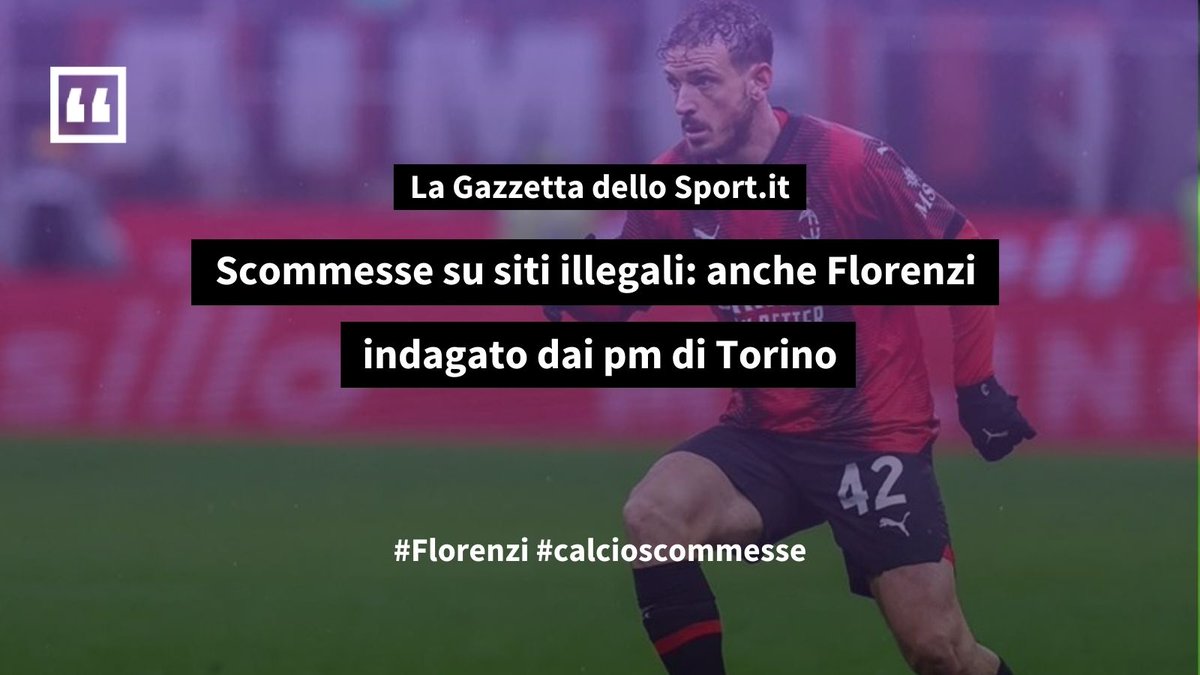PRESSTodaySrl's tweet photo. Scommesse su siti illegali: anche Florenzi indagato dai pm di Torino
Resta aggiornato sulle notizie con Presstoday: https://t.co/NlBpA07Fr3 #rassegnastampa #presstoday #Florenzi #calcioscommesse https://t.co/ukHsHclYc4