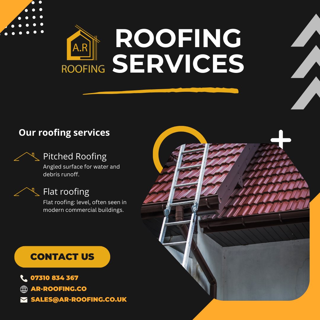 Comprehensive Roofing Services: Pitched and Flat Roofs

Ar-roofing.co
07310 834 367
sales@ar-roofing.co.uk

#Roofing #RoofRepair #RoofingContractor #RoofInstallation #RoofingServices #RoofingExperts #HomeImprovement #RoofMaintenance #QualityRoofing #SustainableRoofing