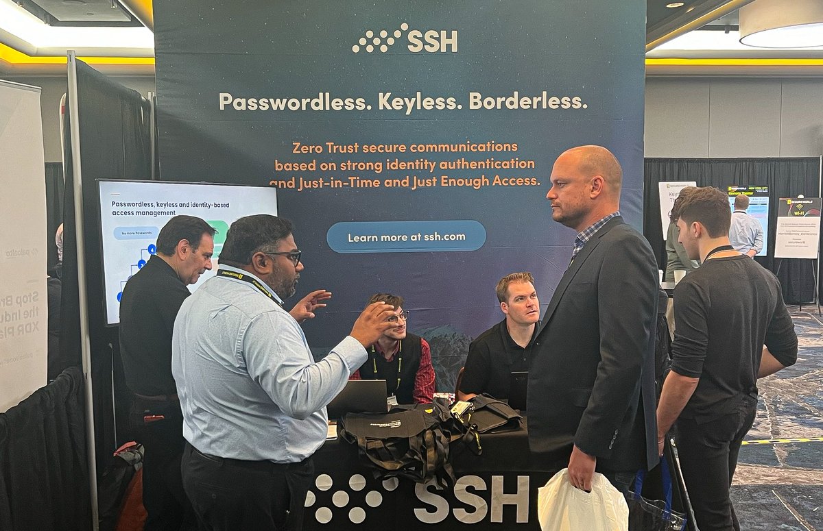 SSH's tweet photo. It’s a wrap for #SWNYC23 2023! 🇺🇸 Our team, including Norval Mckenzie, Shalva Kushashvili, Sean McAllister, Saketh Machavarapu, and Gary Rothman had a fantastic time at the event talking about the future of passwords, keys, secrets management, and much more. https://t.co/anhfK1aqKD