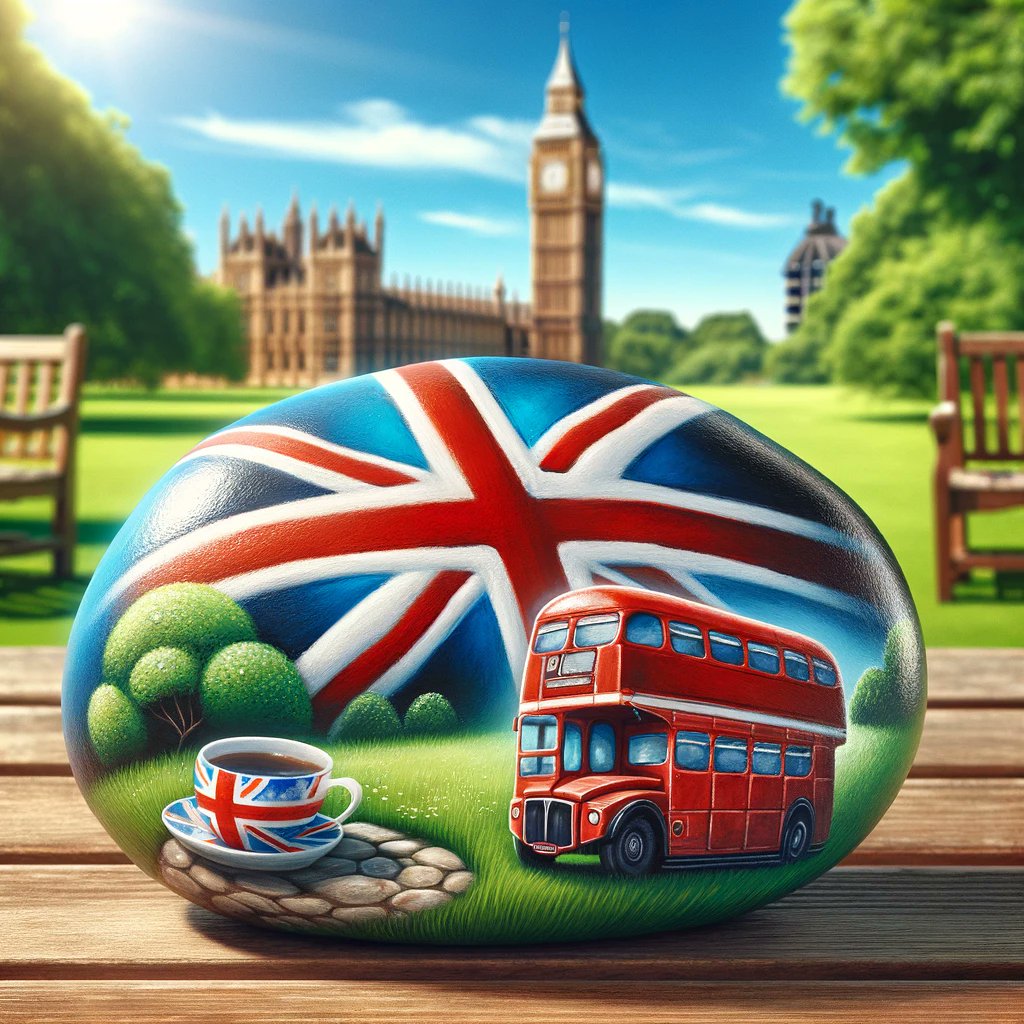 RockFunUK's tweet image. 🎨🇬🇧 Embrace the spirit of the UK with your next rock painting project! #RockFunUK celebrates iconic British symbols: the Union Jack, double-decker bus, Big Ben, and a classic cup of tea. 

Don't forget to visit our website for more rock painting  ideas.

#RockPainting #FamilyFun