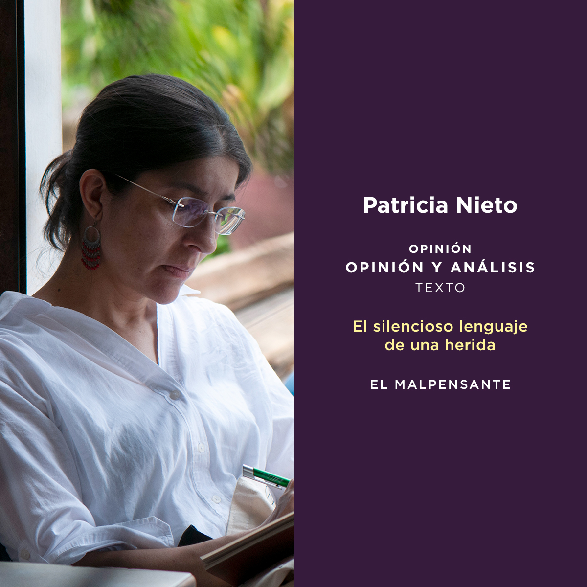 UdeA's tweet photo. #OrgulloUdeA I La periodista, profesora y directora de la Editorial #UdeA, Patricia Nieto, recibió el @PNPSimonBolivar en la categoría Opinión y Análisis - Texto, por la columna titulada «El silencioso lenguaje de una herida», publicada por el @elmalpensante 🧵👇 https://t.co/7fseZjR4w1