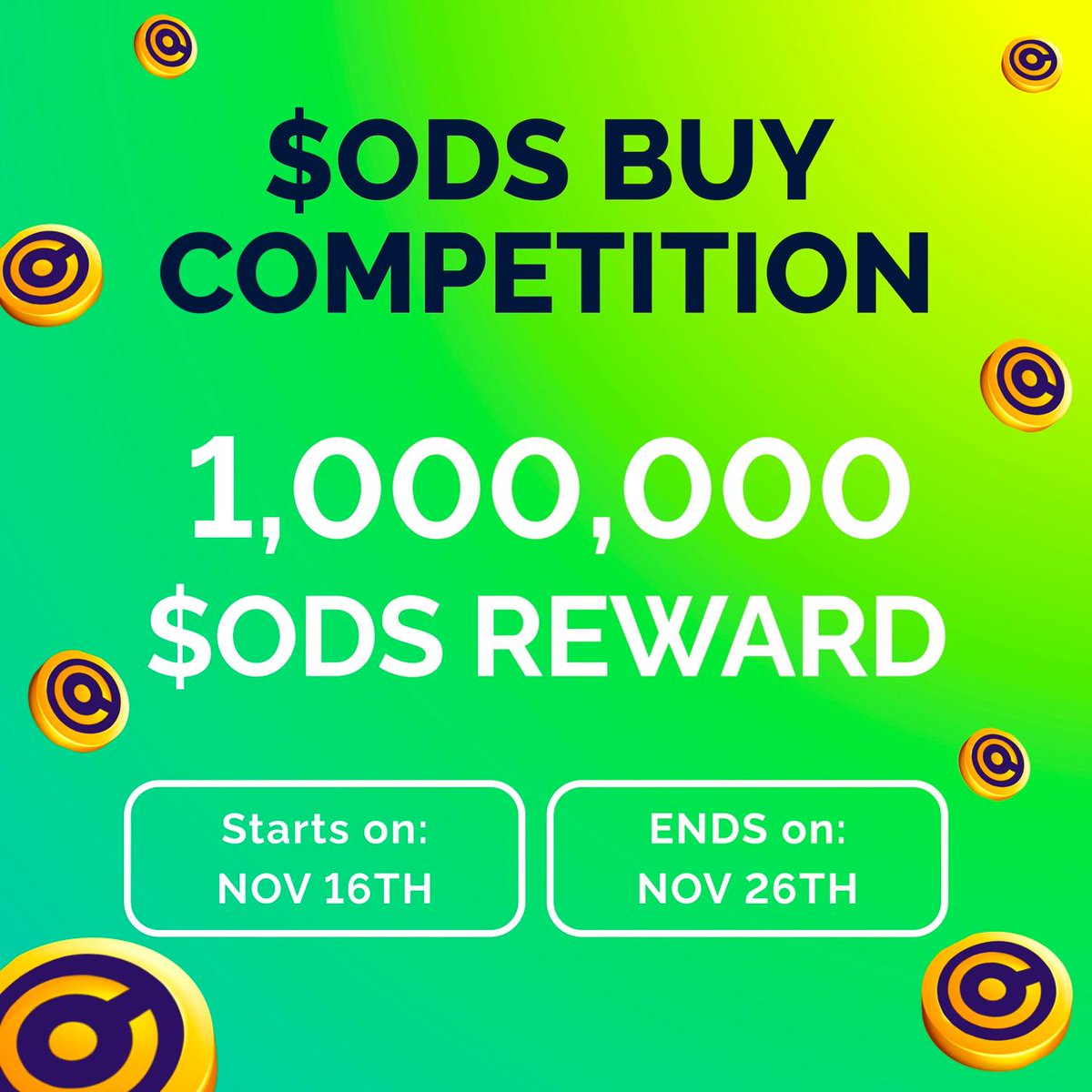 Odesis_ATS's tweet photo. 🎉 Exciting News for #Odesis Community!! To coincide with our Birmingham exhibition on Nov 20th &amp;  the launch of our upgraded Private Trading System, we're hosting a buy competition. Buy the most tokens from Nov 16th to Nov 26th, and win 1 Million $ODS Tokens! 🏅

#altcoin #BSC https://t.co/OfHoxyPCvJ