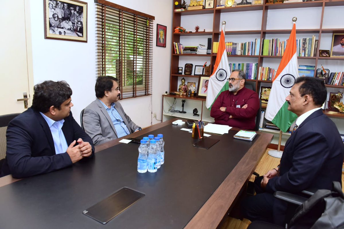 Mr. Srinivasa Rao Kakumanu <a href="/Kakumanu138/">Srinivasa Kakumanu</a>, MD &amp; CEO, Mr. Jayaram Susarla- CFO and Mr. U Nagaraju- Director <a href="/MosChipTech/">MosChip®</a> called on me at my office <a href="/GoI_MeitY/">Ministry of Electronics & IT</a> today.