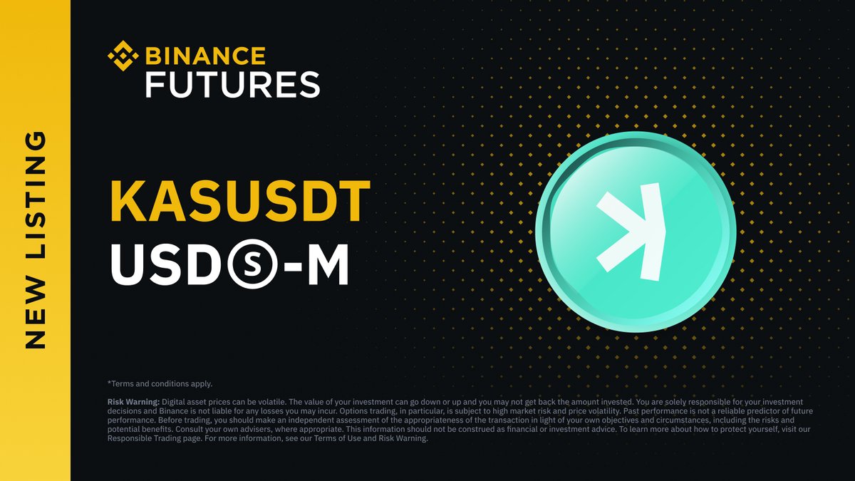 BinanceFutures's tweet image. #Binance Futures will launch the USDⓈ-M KAS perpetual contract at 

🗓Nov 17 2023, 02:00 (UTC).

Read more ➡️binance.com/en/support/ann…
