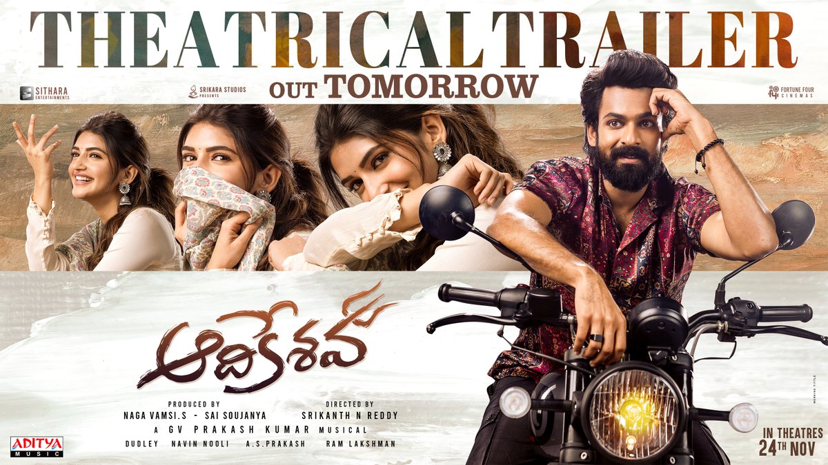 bnaveenkalyan1's tweet photo. #Aadikeshava Theatrical Trailer out tomorrow.
Directed by #SrikanthNReddy
poster design: #workingTittle
photo shoot: @bnaveenkalyan1
@SitharaEnts #PanjaVaisshnavTej @sreeleela14
@vamsi84 #SreeLeela #JojuGeorge #workingTittle #BNaveenKalyanPhotography https://t.co/6G7KNtR2VQ